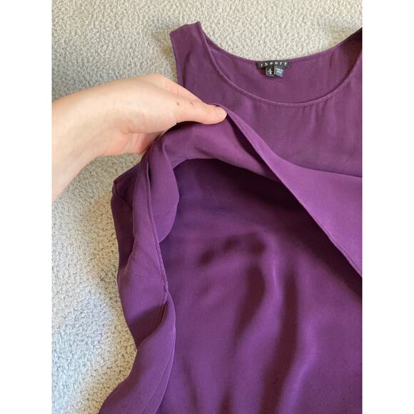 Theory Tank Top Large Silk Sleeveless Layer Purple Round Neck Luxury Classic L - Picture 2 of 13